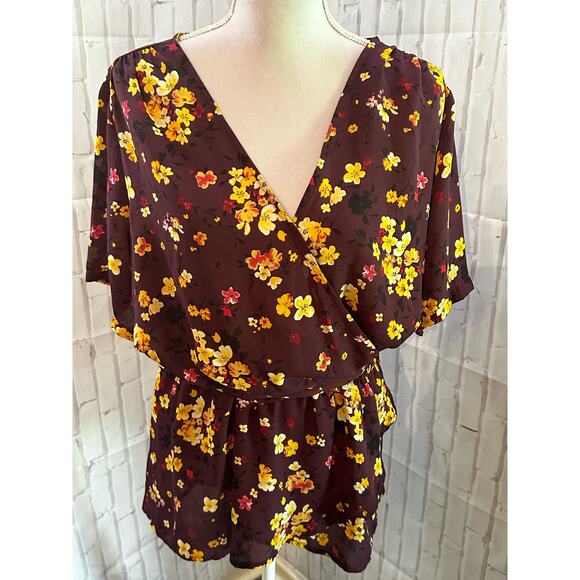 Gibson floral faux wrap top Sz 1X - Picture 3 of 9